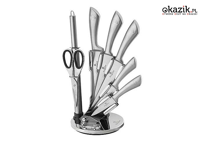 Zestaw noży kuchennych w stylowym stojaku sprawia, że przygotowywanie posiłków jest szybsze, łatwiejsze i wydajniejsze