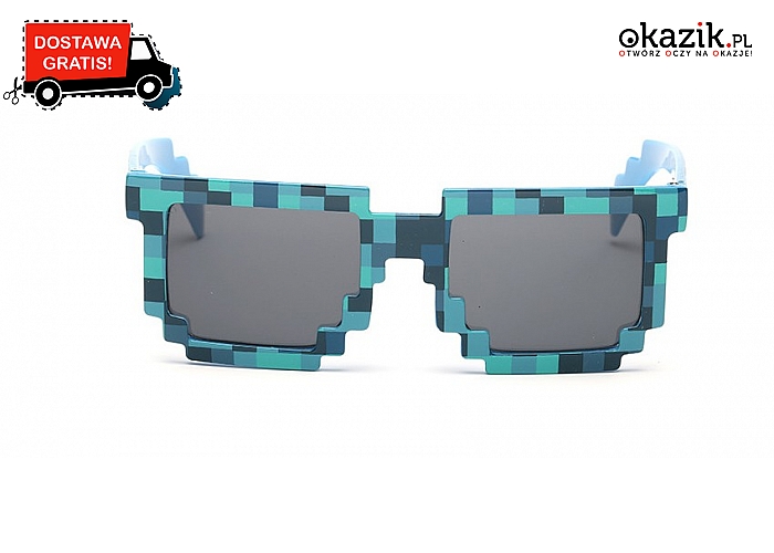 Dla dzieci oraz dla dorosłych! Okulary w stylu Minecraft! Wysoka jakość! Doskonałe odwzorowanie!