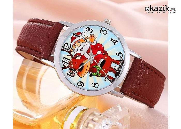 Zegarek kwarcowy z motywem świątecznym uroczy prezent i dodatek do świątecznej stylizacji