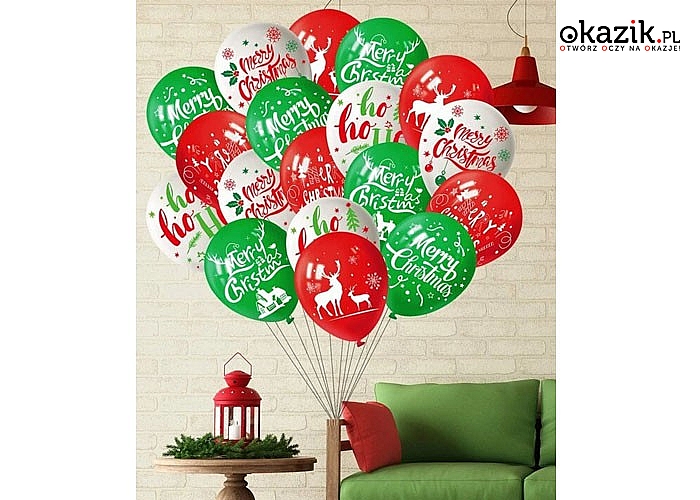 Niebanalna dekoracja domu w postaci zestawu balonów z grafiką świąteczną