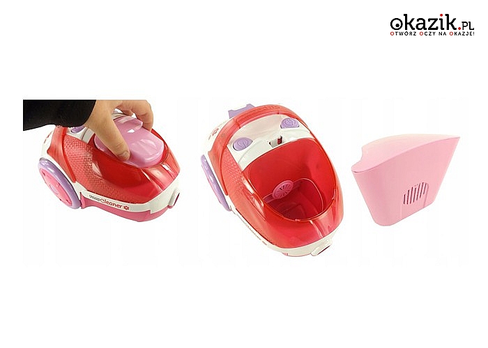 Duży odkurzacz dla dzieci na baterie w różowym kolorze! Idealny dla dziewczynki!