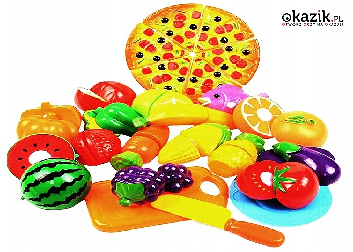 Koszyk na zakupy! Warzywa, owoce, pizza i wiele innych elementów w zestawie!