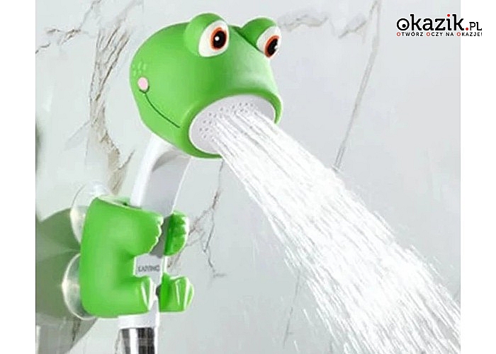 Kąpiel w towarzystwie wesołej żabki? Czemu nie! Słuchawka prysznicowa z przyssawkami.