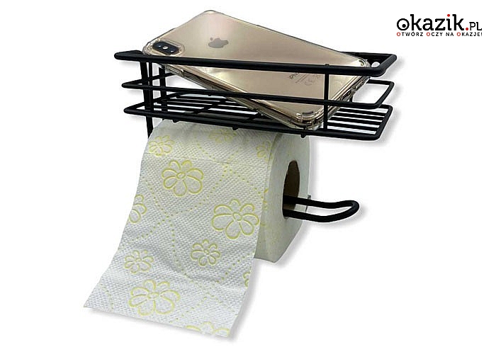 Praktyczny wieszak na ręczniki papierowe z półką na przyprawy, akcesoria kuchenne lub inne drobiazgi