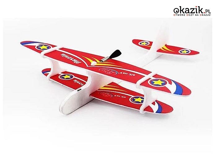 Niesamowita zabawka dla małych i dużych. Piankowy Samolot Dwupłatowiec z wbudowanym akumulatorem.Gwarancja dobrej zabawy