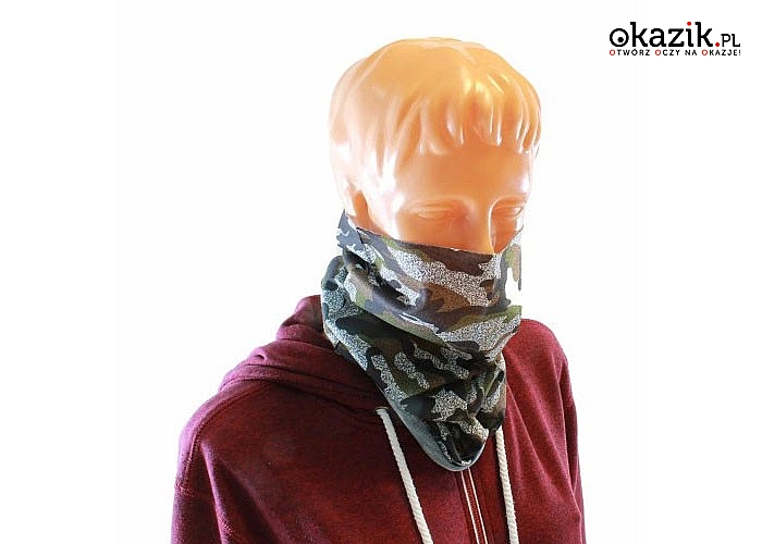 Bandana doskonale nadaje się do ochrony twarzy przed zimnem i wiatrem podczas każdej aktywność na zewnątrz