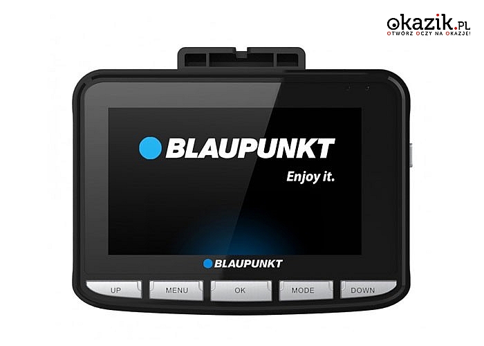 Rejestrator samochodowy Blaupunkt z wbudowanym modułem GPS oraz funkcją nagrywania w pętli