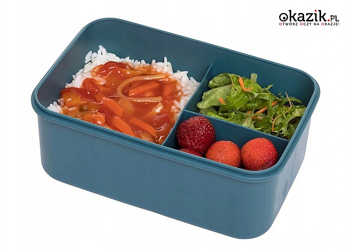 Trzykomorowy lunch box praktyczny pojemnik na żywność w podróży, szkole, pracy