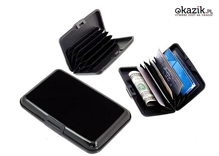 Aluminiowy portfel doskonale ochroni Twoje karty chipowe przed nieuprawnionym zeskanowaniem