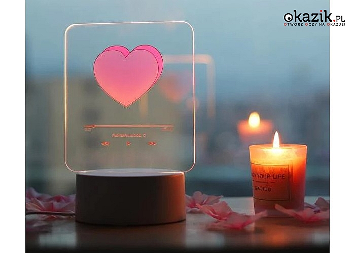 Dekoracyjna lampka z motywem w kształcie serca! Zasilana przez USB