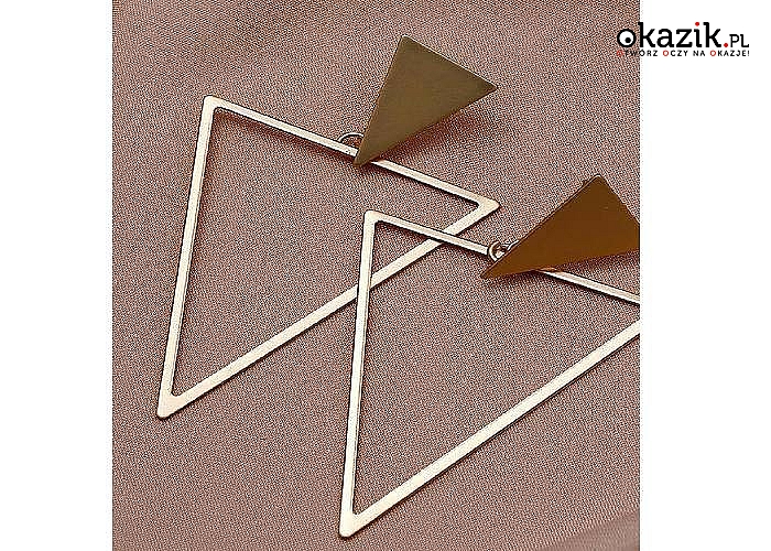 Nowoczesne długie kolczyki trójkąty dla miłośniczek geometrycznej formy