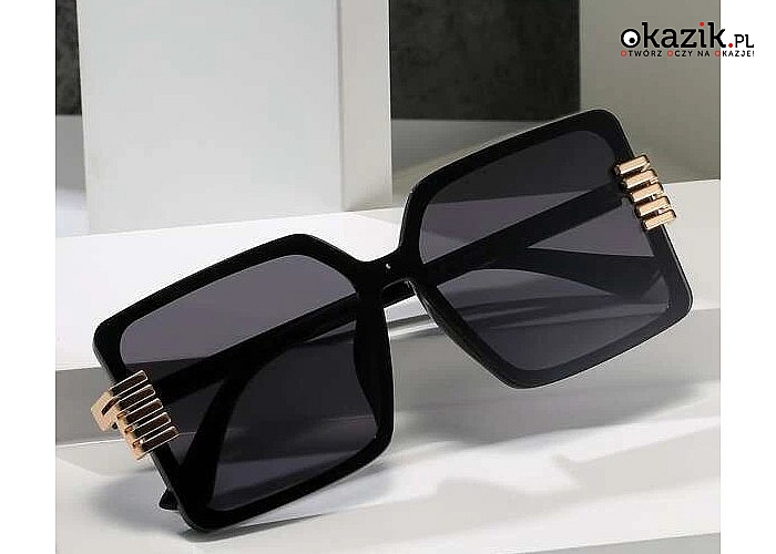 Szyk i elegancja! Czarne okulary z złotymi dodatkami dla każdej kobiety!