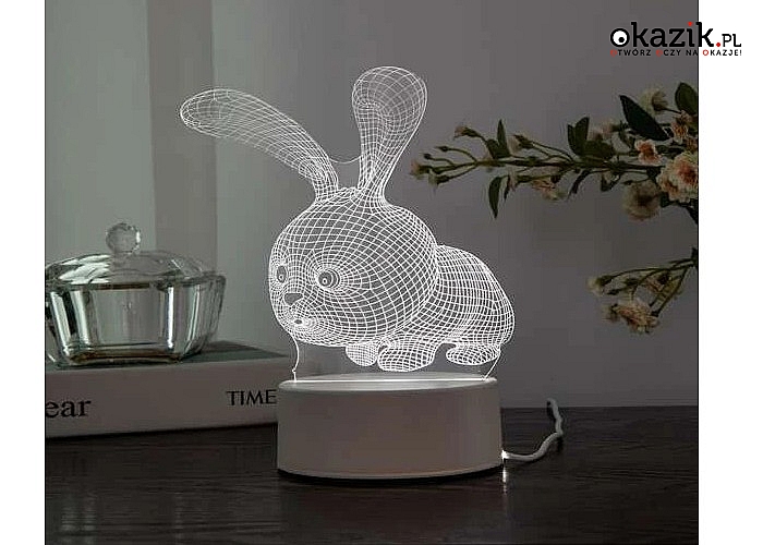 Ozdoba nie tylko na Wielkanoc! Lampka 3D w kształcie zająca!