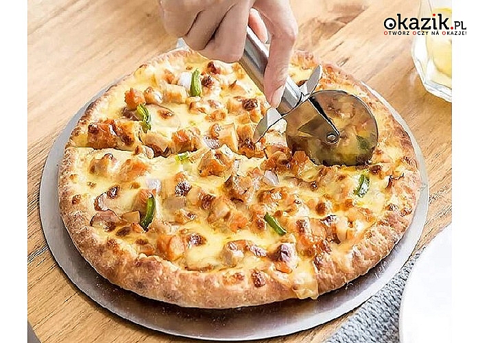 Okrągły nóż do krojenia pizzy w całości wykonany z wysokiej jakości stali nierdzewnej!