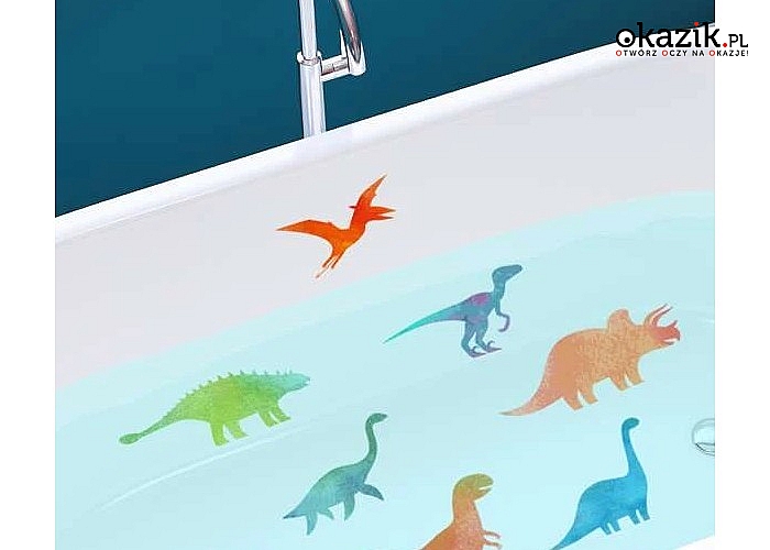 Kąpiel z dinozaurami! Wodoodporne naklejki do wanny!