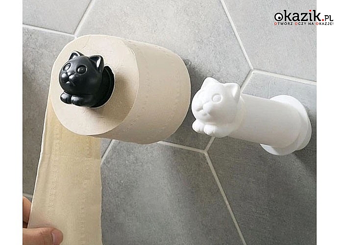 Uchwyt na papier toaletowy w formie uroczego kotka