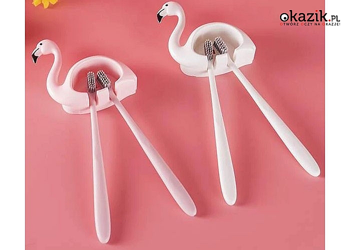 Uchwyt na szczoteczki do zębów w kształcie flaminga, uroczy i praktyczny