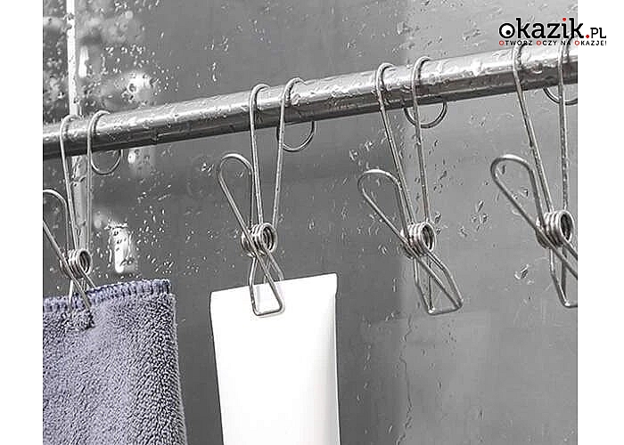 Estetyczny wieszak na ręczniki w formie klipsa sprawdzi się zarówno w łazience jak i kuchni