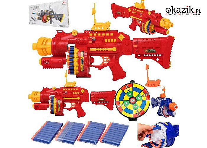 Karabin maszynowy wyrzutnia HERO NERF z nabojami to aktualny HIT wśród zabawek do bezpiecznego strzelania