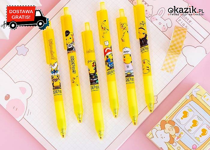 Zestaw długopisów szkolnych z motywem Pokemon