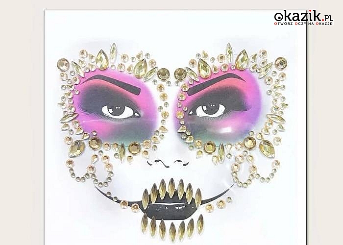 Nietuzinkowe dekoracyjne kryształki na twarz będą pięknym dodatkiem do kostiumu na karnawał lub Halloween