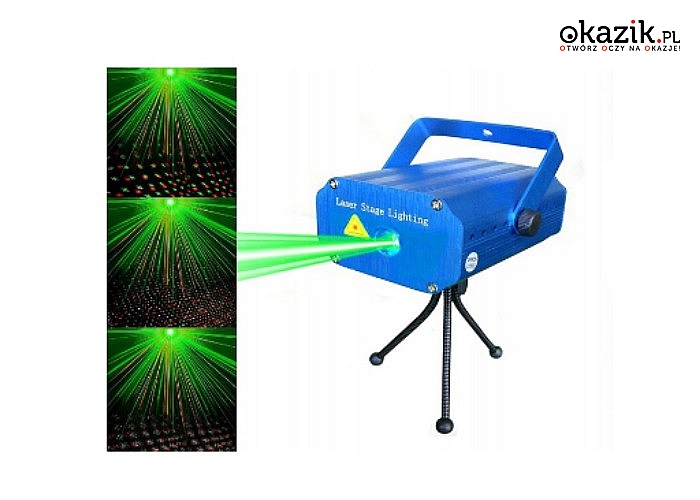 Mini projektor laserowy z czujnikiem dźwięków