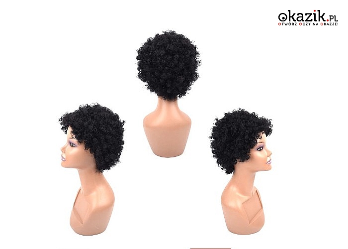 Zabawna peruka imitująca włosy afro mocowana na elastycznej siatce