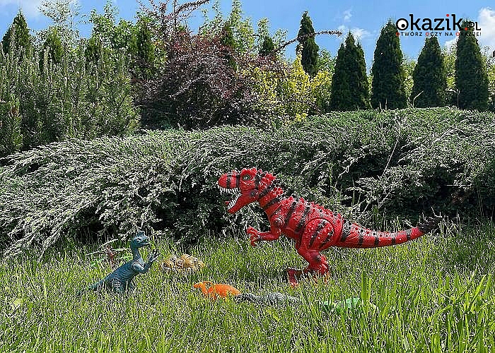 Bardzo realistyczna figurka dinozaura T-rexa,która rusza ogonem i znosi jaja a także posiada efekty świetlne i dźwiękowe
