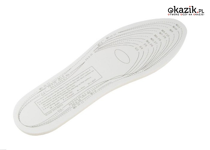 Wkładki do butów z pamięcią kształtu- wykonane z najwyższej jakości pianki przepuszczającej powietrze.
