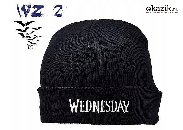 Moda czapka Beanie z logo z nowego i lubianego serialu Wednesday Addams