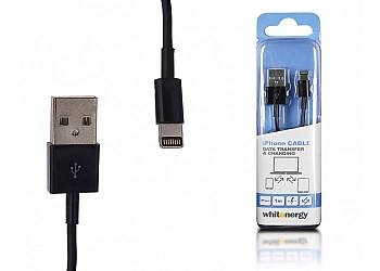 Kabel do transferu danych USB iPHONE 5, 30cm, czarny