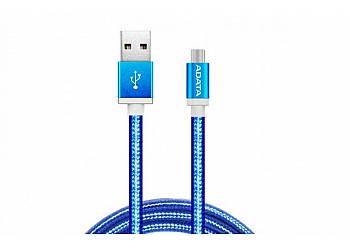 Kabel USB-microUSB 1m Blue alu-knit